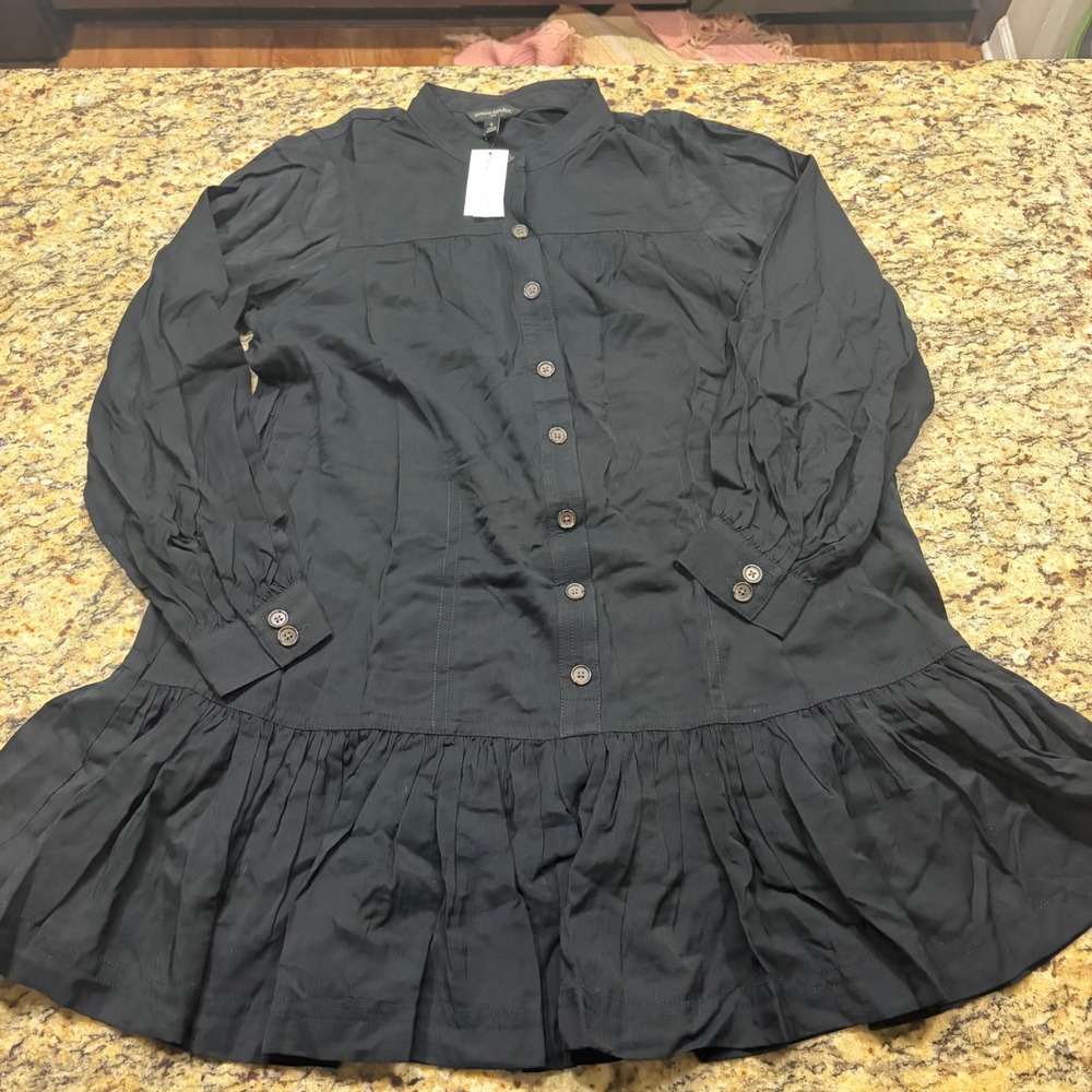 NEW Banana Republic Black Drop Waist Button Front Mini Dress Small ws